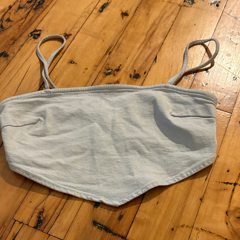 Zara cropped Light Blue Spaghetti Strap Top